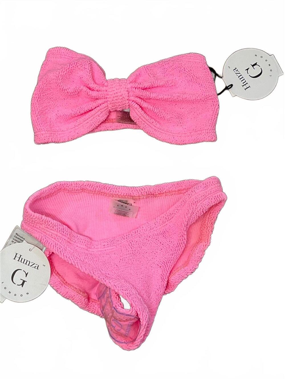 Hunza G Jean Bikini Set pink top and bottom one size flaw